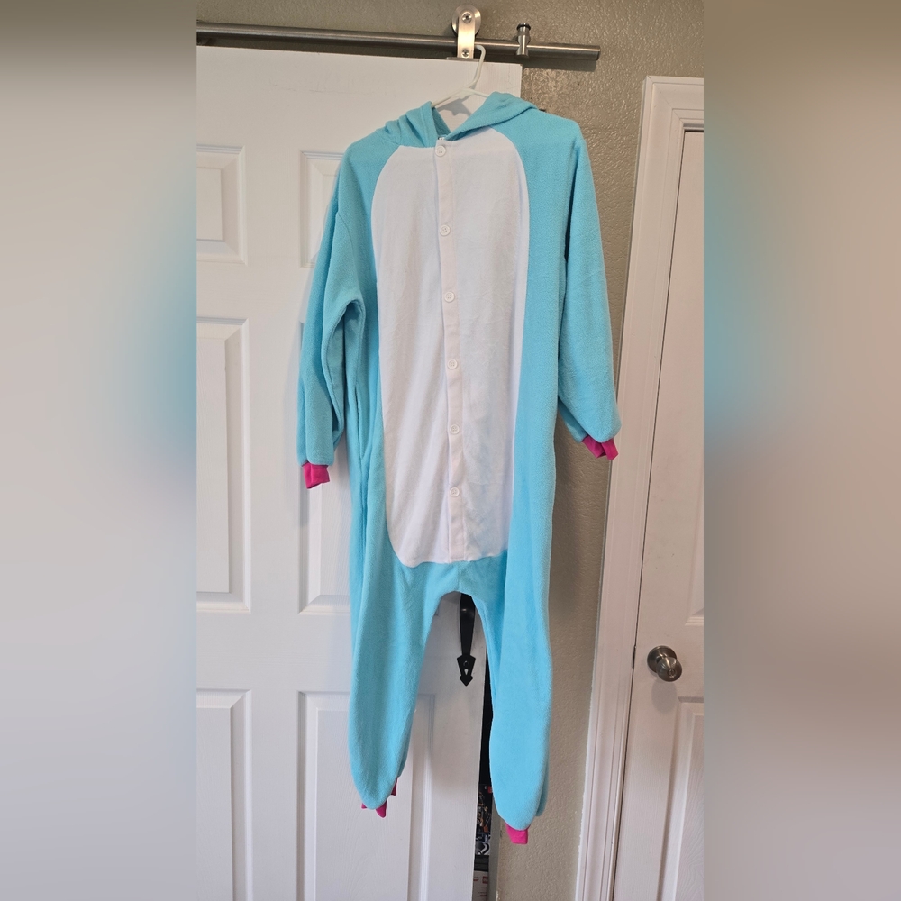 Blue and White Pajama Full-Body Suit